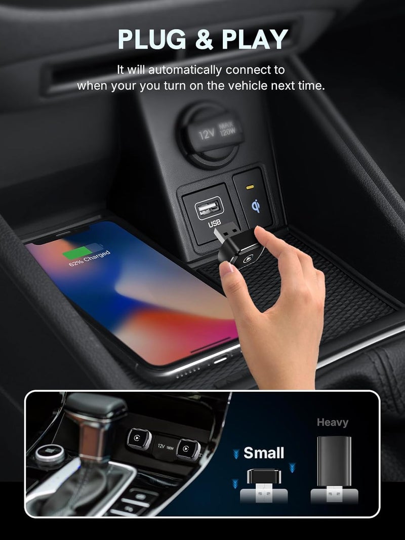 Redmaple Wireless CarPlay Adapter for Apple iPhone， Mini car Play Android Auto Adapter，Converts Wired to Wireless CarPlay ， Multi-User Plug & Play Dongle No Latency，for iOS 10+&Android 11, Cars from 2015+ - Image 5
